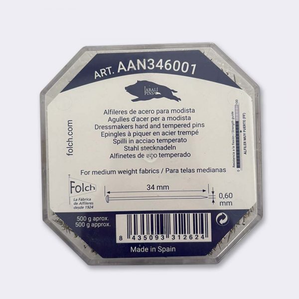 Alfiler de acero para modista 0'6 x 34mm (500gr) - Imagen 2
