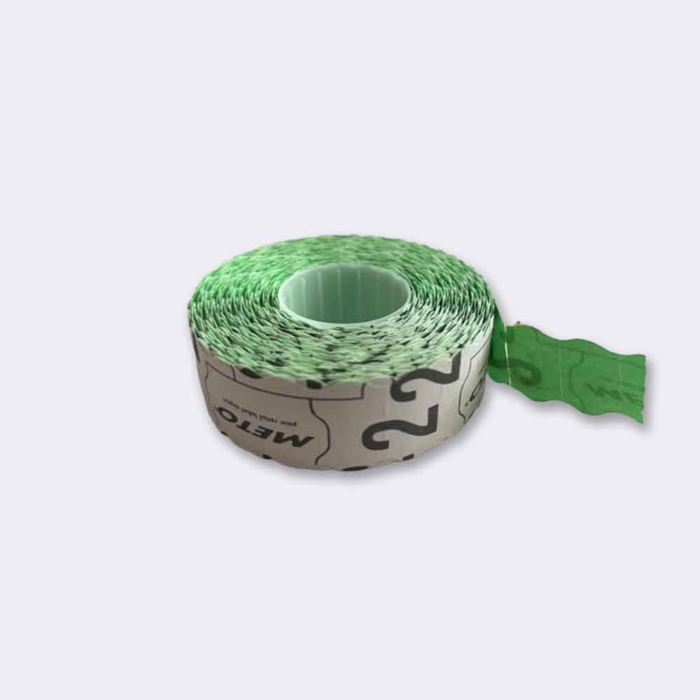Rollo de etiquetas adhesivas METO verdes 22x12 mm adhesivo 2